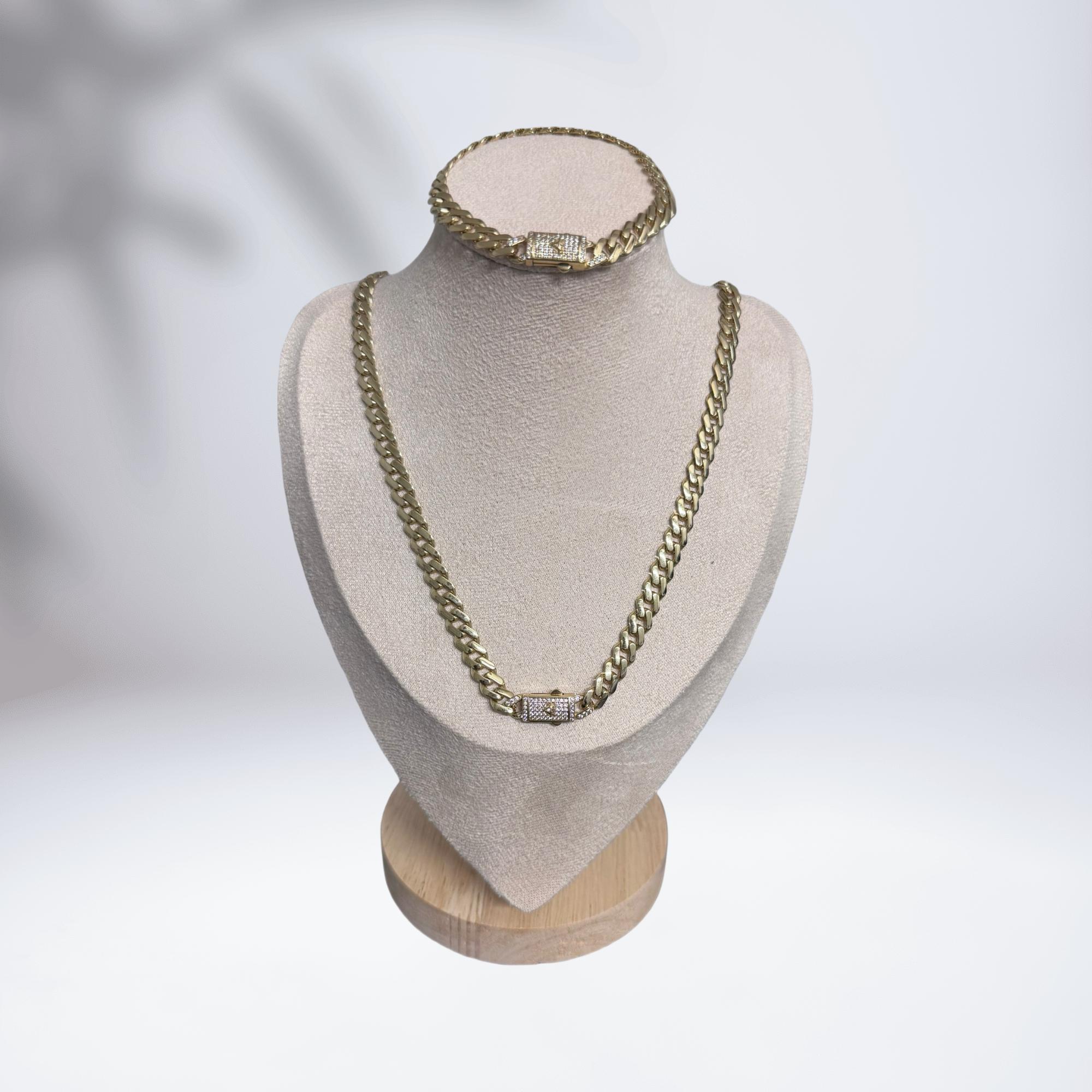 Set de cadena y pulsera Oro Italiano 10k